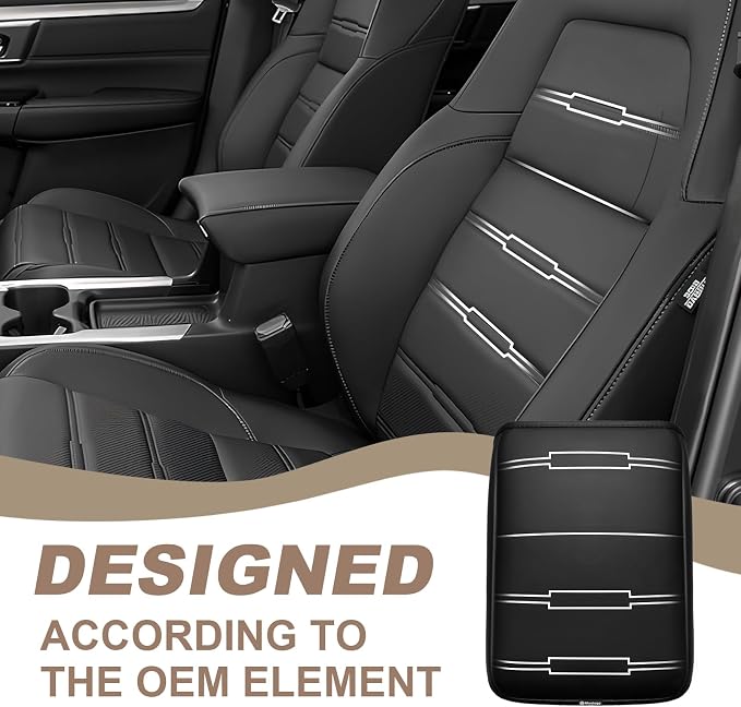 Muslogy Center Console Armrest Cover Fit for Honda CR-V 2017-2022 Accessories, Comfort Armrest Pad Console Lid Cushion Vegan Leather Regular Thick