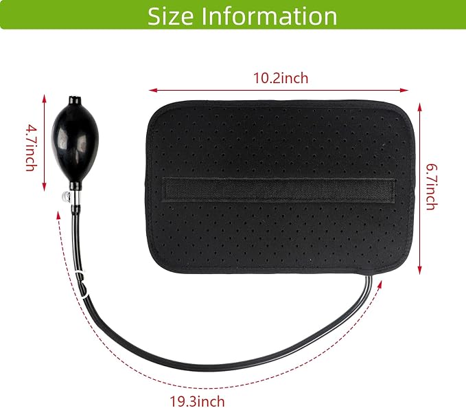 Inflatable Lumbar Support Pillow for Car Seat, Office Chair Bed, Home Use, with Air Pump Airbag Waist Brace Lumbar Traction Belt Back Support Cushion for Reducing Lower Back Pain