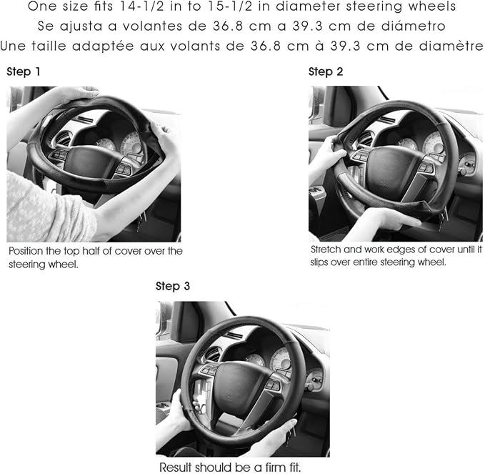 Beige Steering Wheel Cover, Perforated Synthetic Leather Car Steering Cover with Odorless Rubber Inner, Universal Non-Slip Fit for Light Color Interiors (Beige)