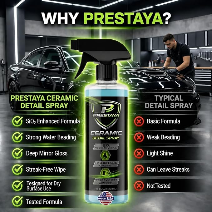 Premium Ceramic Detail Spray for Cars SiO2 Quick Detailer Spray Hydrophobic Water Beading Gloss Booster for Cars Trucks SUVs Motorcycles & RV 16 fl oz