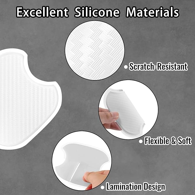 4Pcs Universal 3D Carbon Fiber Car Door Handle Paint Scratch Protector Sticker Auto Door Handle Cups Protective Pad(M)