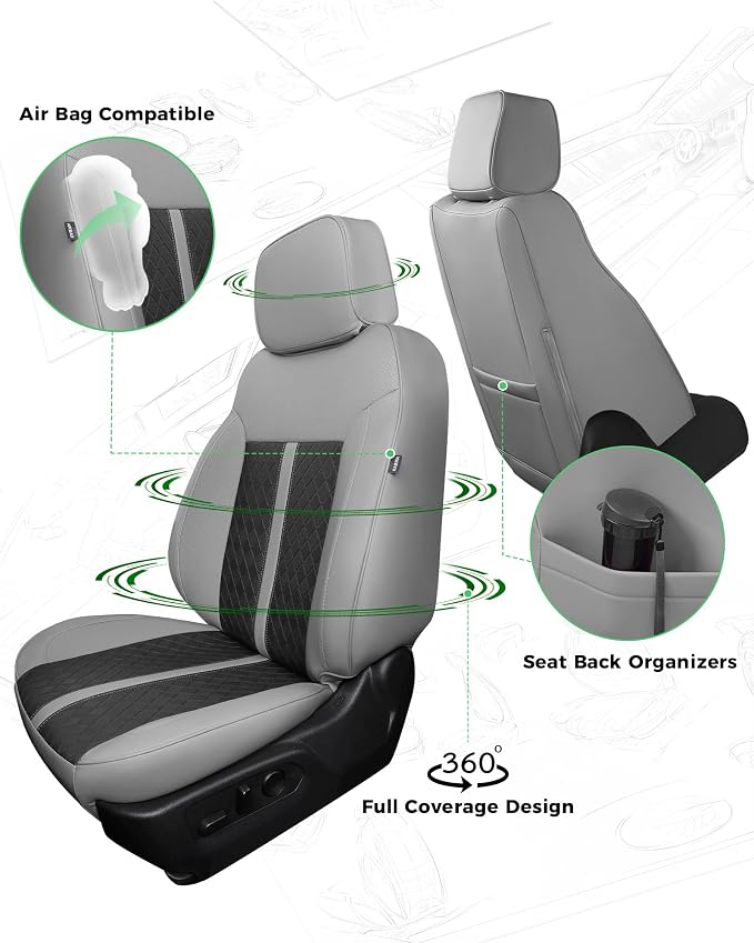 Custom Fit Seat Covers for 2019-2026 Sierra/Silverado 1500 CrewCab | Fits 2500/3500HD 2020-2026, with Rear Armrest/Seatback Storage, Faux leather, Waterproof, Scratch-resistant, Easy-clean