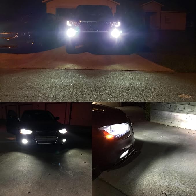 Alla Lighting Super Bright PSX24W 2504 LED Fog Light Bulbs, 6000K Xenon White 2800Lms 12276 Auto 12V Fog Lamps Replacement 5730 33-SMD LEDs