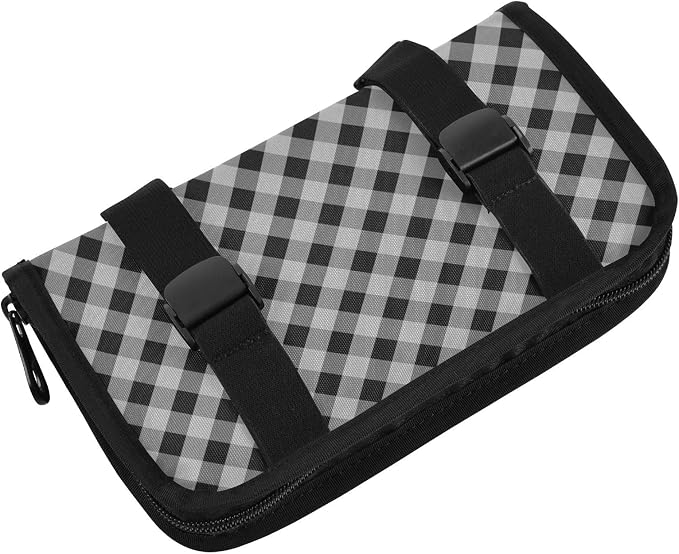 Car Visor Tissue Holder Mask Holder for Car, Car Tissue Box Sun Visor Napkin Holder Car Visor Accessories Adjustable Straps Reusable Durable Easy to Install Black and Grey Gingham