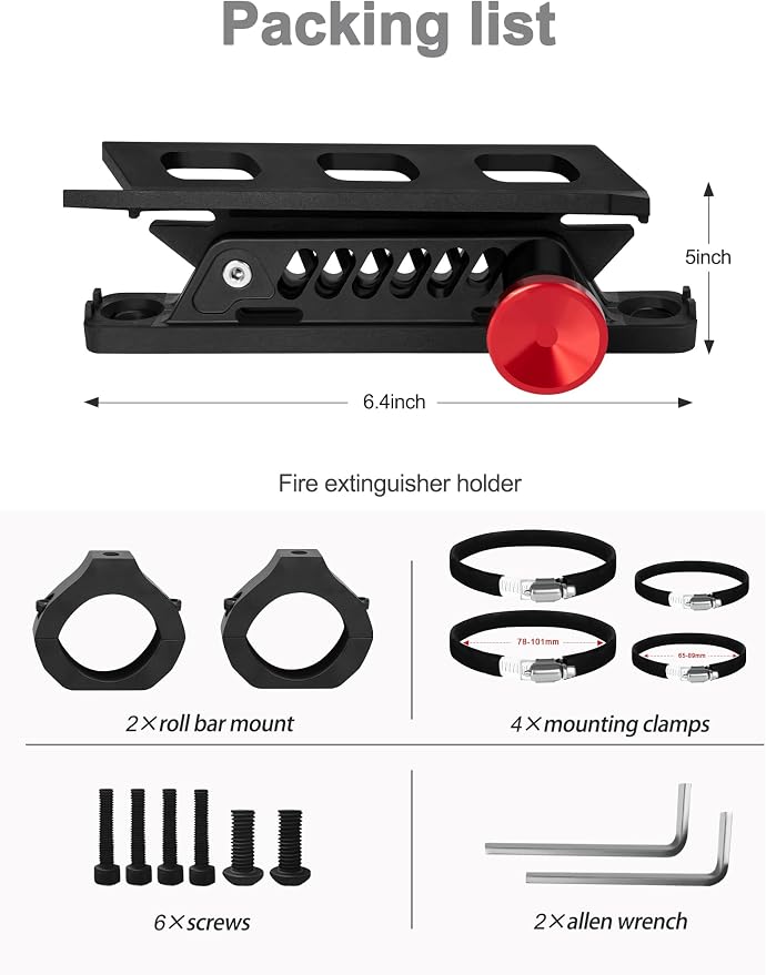 ZIDIYORUO UTV Fire Extinguisher Mount, Roll Bar Fire Extinguisher Holder | Quick Release, Aluminum Bracket Fits 1.75"-2" Roll Cage Mount, Compatible with Polaris RZR Cam Am x3 Kawasaki Pioneer Talon