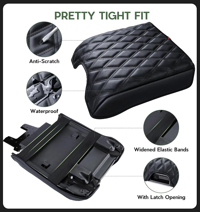 Sinvanho Center Console Cover Compatible with Ford F150 2015-2020, F250 F350 F450 2017-2022, Expedition 2018-2024, PU Leather Armrest Box Cover, Truck Interior Accessories, Anti-Scratch Protector