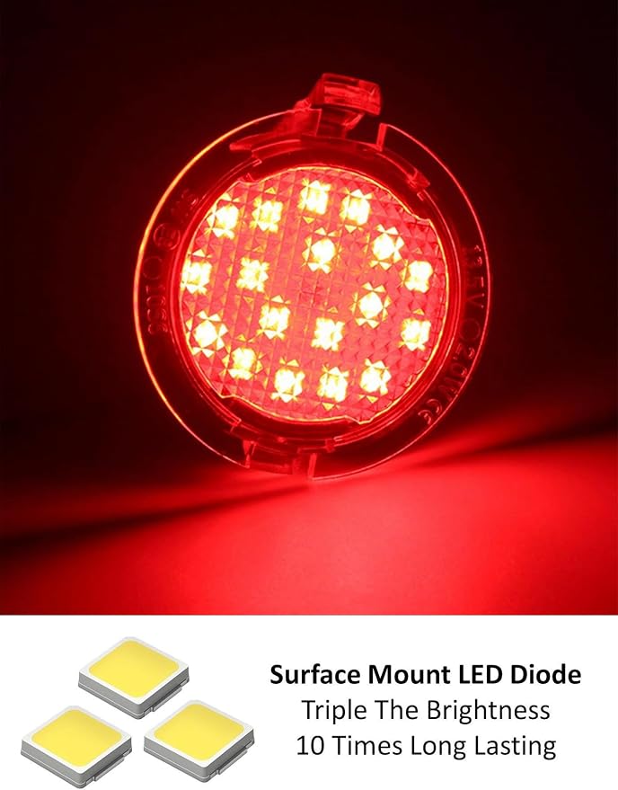 iJDMTOY Red LED Under Side Mirror Puddle Lights Compatible With Ford F150 Raptor Edge Explorer Flex, Lincoln Navigator Mark LT MKX etc. (Powered by 18 pcs Red SMD LED Lights)