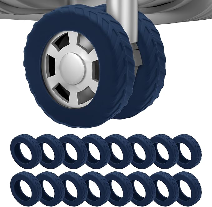 16Pcs Luggage Wheel Covers,Fits 2-2.4'' Suitcase Wheel,Midnight Blue | Carry On Luggage Wheels Protector,Upgraded Luggage Travel Accessories,Helps reduce daily rolling noise and surface wear.
