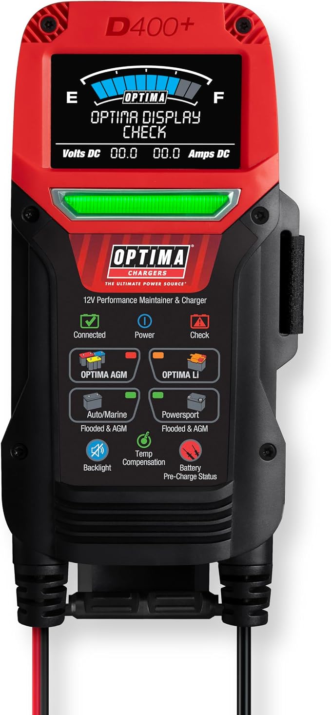 OPTIMA® Batteries Digital 400+ 12 Volt Battery Maintainer and Charger | For AGM, Lithium, Automotive, Marine and Powersport Batteries