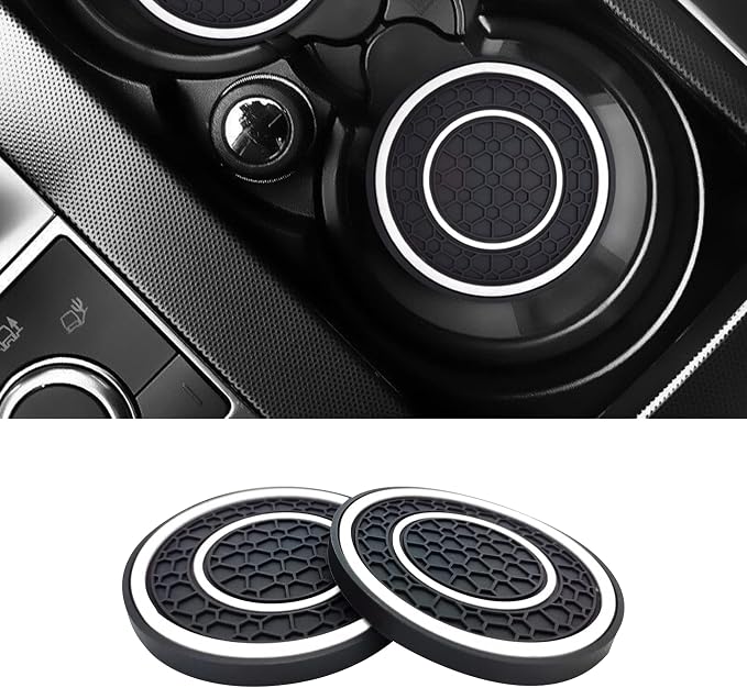 2 PCS Car Cup Holder Coaster,Car Coasters Cup Mats,2.75 Inch Universal Car Cup Coasters,Non-Slip Anti Dust Mats Cup Holder Insert Coaster, Suitable for Most Car Interior(White)