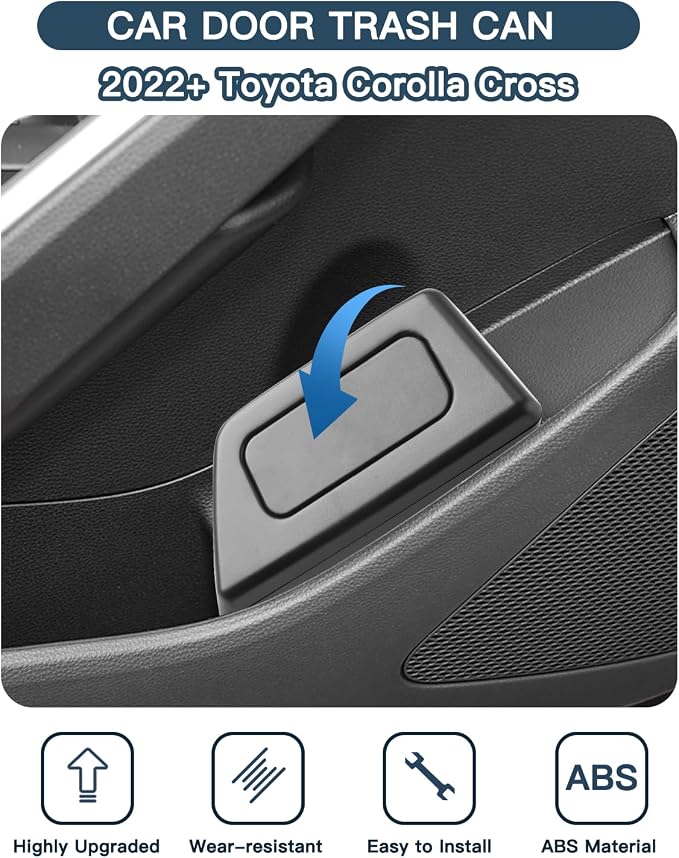 Ruiya Corolla Cross Door Trash Can for Toyota Corolla Cross Accessories Mini Car Trash Bin with Lid for Storage Plastic Garbage Can Compatible with 2022-2026 Toyota Corolla Cross
