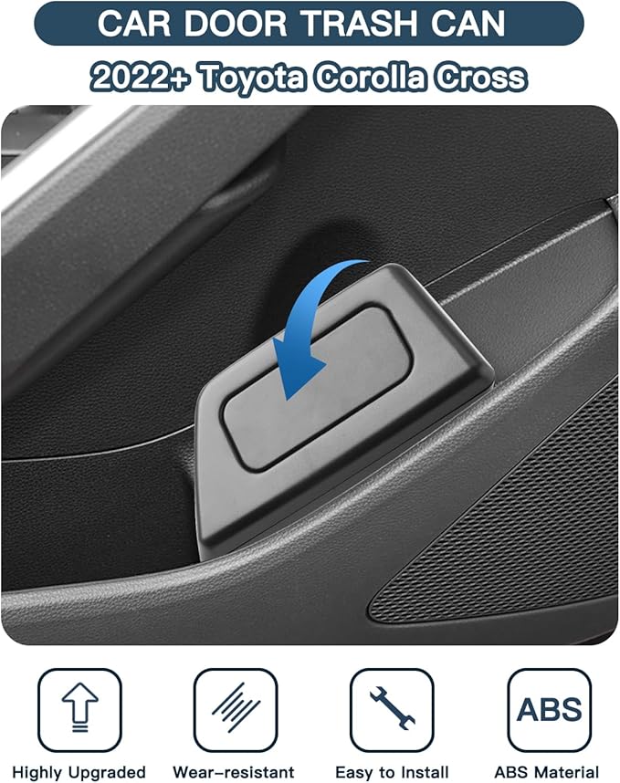 Ruiya Corolla Cross Door Trash Can for Toyota Corolla Cross Accessories Portable Mini with Lid Trash Garbage Bin Compatible with 2022 2023 2024 2025 2026 Toyota Corolla Cross