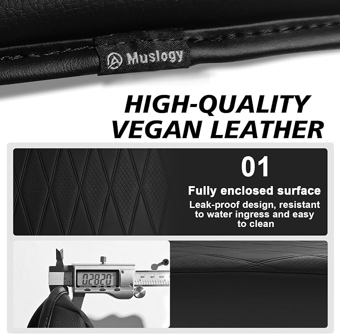 Muslogy Center Console Armrest Cover Fit for Ford F150 2015-2020&F250 F350 F450 2017-2022&Expedition 2018-2024 Accessories, Armrest Pad Console Lid Cushion Vegan Leather Regular Thick (Bucket Seat,V2)