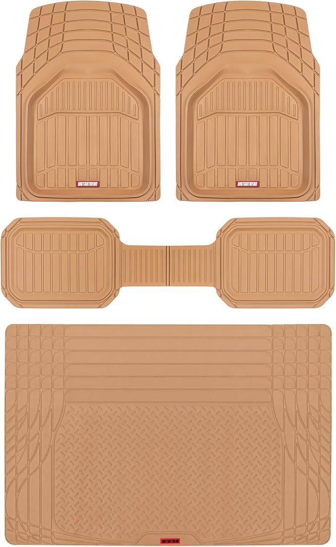Motor Trend FlexTough Defender Floor Mats for Cars & TrunkShield Trunk Mat Set, Next-Gen Deep Dish Heavy Duty Car All Weather, Rubber Set Auto Truck Van SUV B09VYBHPDK
