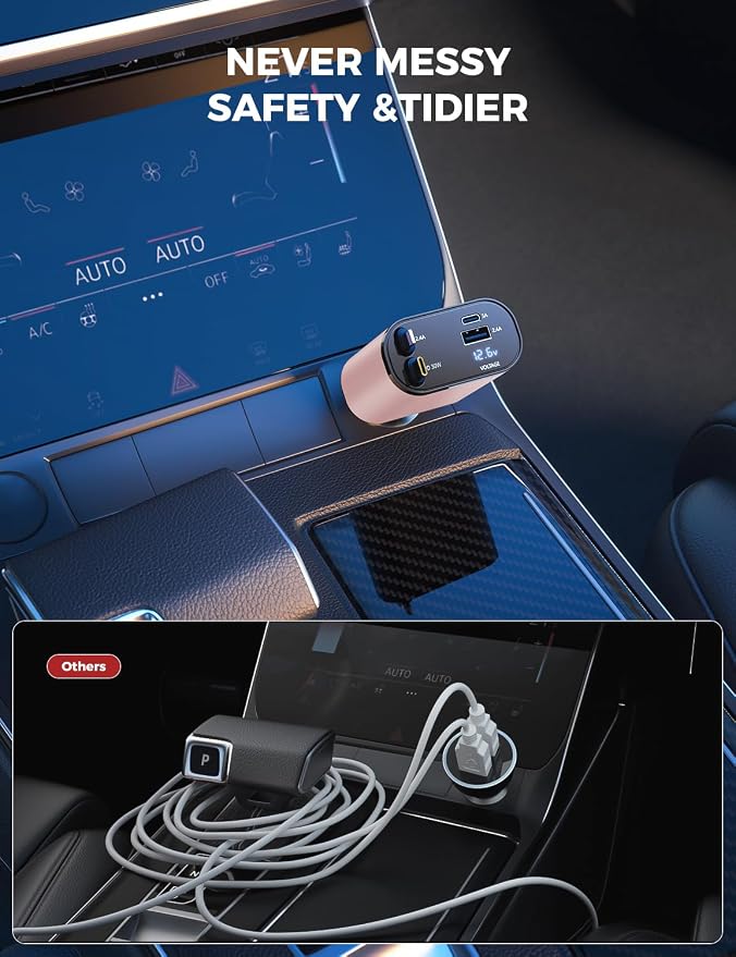 [Upgraded] SUPERONE Retractable Car Charger 4 in 1 Fast Car Phone Charger | USB C and Apple Multi Car Adapter with Cord 2.6ft, Compatible with iPhone 17 16 15/15 Pro Max/14/13/12/11, Galaxy, Pixel