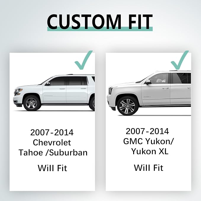 KARPAL Floor Mats for 2007-2014 Chevy Tahoe/Suburban/GMC Yukon/Yukon XL/Denali (No Hybrid Models), All-Weather TPE Custom Fit Floor Liners Car Accessories