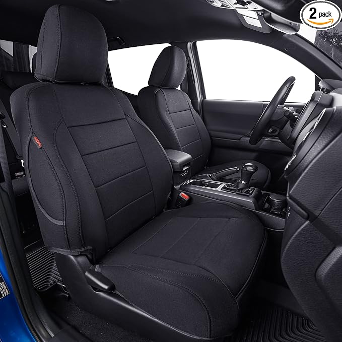 coverdream Front Polyester Seat Covers for 2024-2026 Toyota Tacoma SR,SR5,TRD Sport,TRD Off-Road,Limited Truck,Fully Covered,Breathable Car Seat Protector Truck Seat Cushion(Front Row Only,Black)