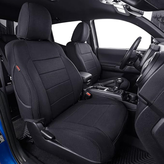 coverdream Tacoma Seat Covers Custom Fit for 2005-2011 Toyota Tacoma Double Cab/Crew Cab (TRD Sport Seats),Fully Covered Polyester Truck Seat Protector-Full Set(Black)