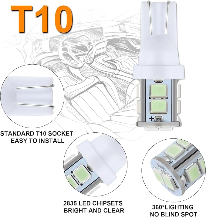 iFunyLED 24 Pieces Dome Light LED Car Interior Bulb Kit Set 194 T10 DE3175 578 31mm 42mm Bulbs Interior Replacement Lights for Car Map License Plate Door Side Marker Cornering Trunk Light - Ice Blue
