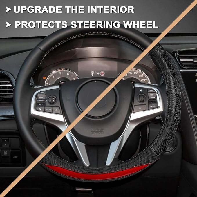 GIANT PANDA Steering Wheel Cover for Acura RDX and MDX, Car Steering Wheel Cover for Acura TLX and TL - Red