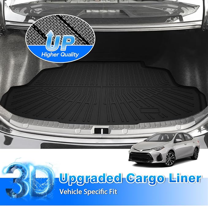 Corolla Cargo mat - Trunk Mat for Toyota Corolla 2014-2019 | All Weather Trunk Mat for Corolla Accessories, Heavy Duty Rubber Mats, Car Accessories