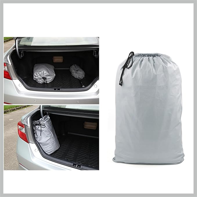3XL Silver Tone 190T Car Cover Outdoor Weather Waterproof Scratch Rain Snow Heat Resistant W Mirror Pocket 490 x 180 x 160cm Replacement Car Parts