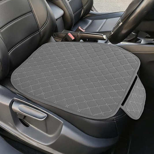 Leather Front Car Seat Cover, Anti-Slip Car Seat Bottom Covers, Full Wrapped Bottom Seat Protectors with Storage Pocket, Universal Comfortable Seat Cushion Fit Vehicles SUVs Trucks (K2-Gray)