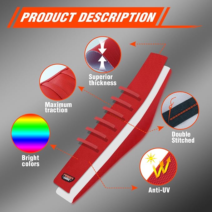Dirt Bike Seat Cover - White Stripe Universial Seat Cover for Dirt Bike - Motorcycle Motorcross Enduro Seat Covers (All Red)
