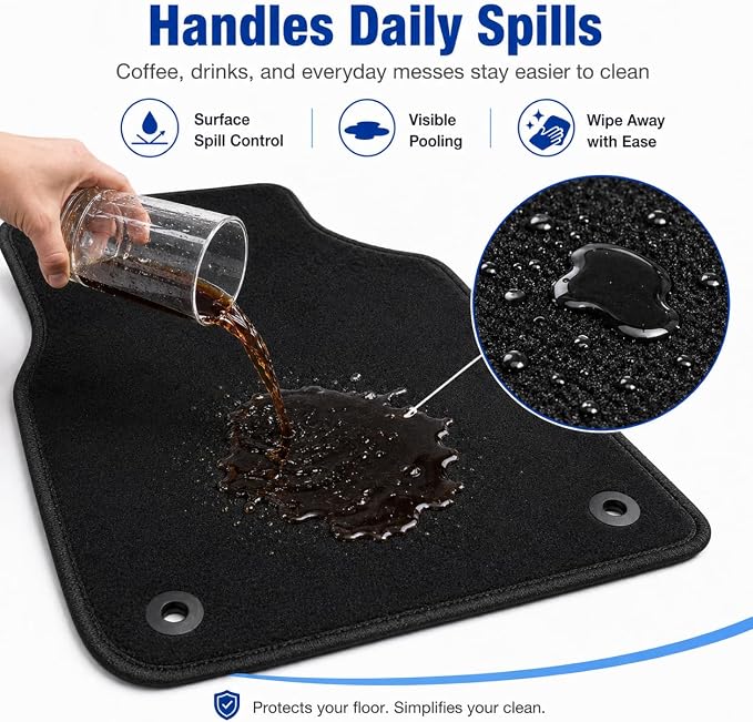 GXARTS Waterproof Car Floor Mats Carpet Full Set Compatible with Ford F-150 2021 2022 2023 2024 2025 | All-Weather Protection，with Anti-Slip Buckle