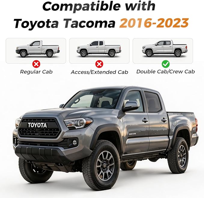 Coverado Tacoma Leather Seat Covers, Front Car Seat Covers Custom Fit for 2016-2023 Toyota Tacoma Double & Crew Cab, Covers Seat Protector for Tacoma Accessories (Gray)