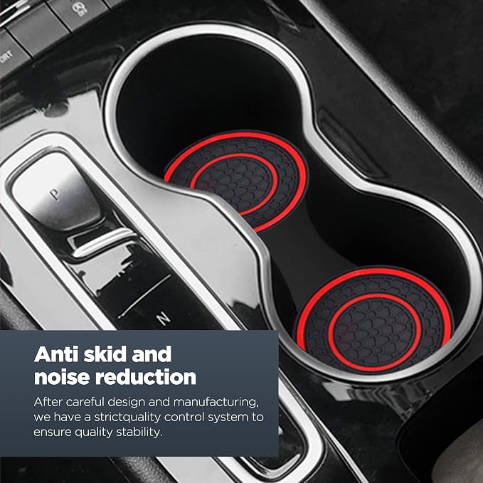 2 PCS Car Cup Holder Coaster,Car Coasters Cup Mats,2.75 Inch Universal Car Cup Coasters,Non-Slip Anti Dust Mats Cup Holder Insert Coaster, Suitable for Most Car Interior (Red)