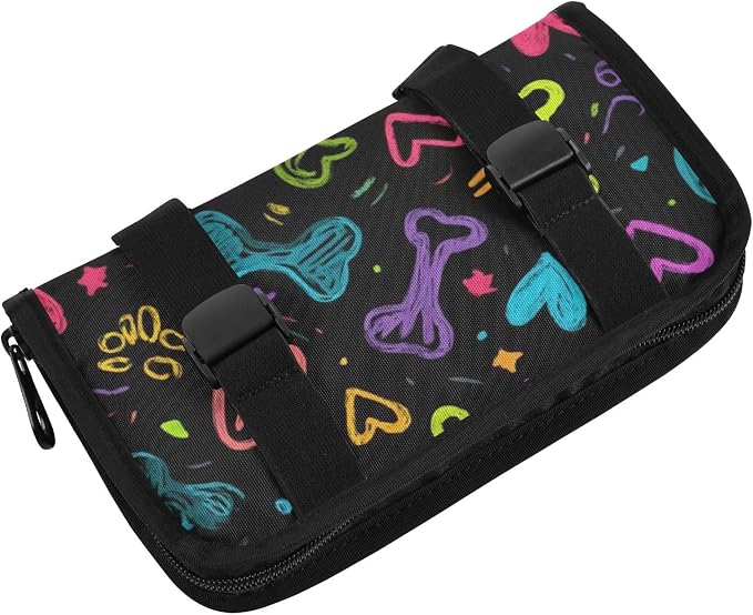 Car Visor Tissue Holder Mask Holder for Car, Car Tissue Box Sun Visor Napkin Holder Car Visor Accessories Adjustable Straps Reusable Durable Easy to Install Doodle Black Paw Print and Hearts