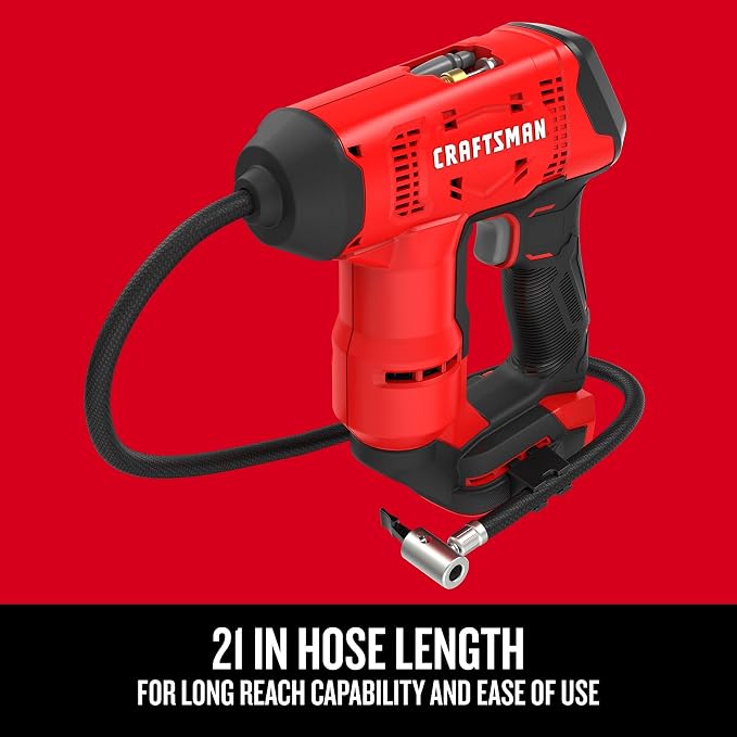 CRAFTSMAN V20 Air Compressor Portable, Cordless Tire Inflator, Up To 150 PSI Tire Pump, with Digital Pressure Gauge, Tool Only (CMCE521B)