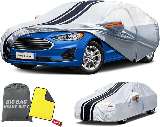 Car Cover Custom Fit for Ford Fusion Sedan (2005-2026) | Waterproof All Weather for Automobiles Full Exterior Cover Rain Sun Snow UV Protector.