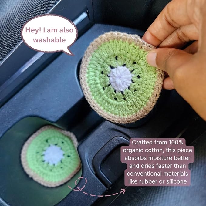 Cotton Crotchet Fruit Car Coaster Set (Kiwi Kiss)
