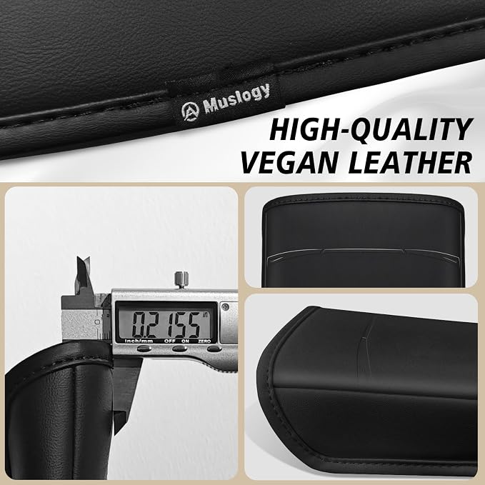 Muslogy Center Console Armrest Cover Fit for Tesla Model Y Juniper 2026 Accessories, Comfort Armrest Pad Console Lid Cushion Vegan Leather Regular Thick (Debossing Black)