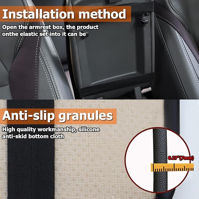 Moly Magnolia Car Center Console Cushion Pad, Universal Leather Waterproof Armrest Seat Box Cover Protector,Comfortable Car Decor Accessories Fit for Most Cars, Vehicles, SUVs (Black)