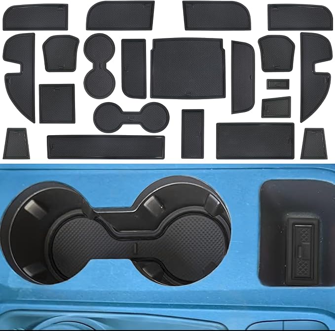 Center Console Liner Fit for Ford Maverick Accessories 2022-2024 2025 Cup Holder Insert Door Slot Coaster Interior Pocket Anti Dust Mat, Not for 2025 Model with Wireless Charger, 21pcs (Black)