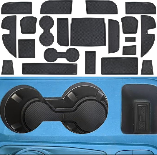 Center Console Liner Fit for Ford Maverick Accessories 2022-2024 2025 Cup Holder Insert Door Slot Coaster Interior Pocket Anti Dust Mat, Not for 2025 Model with Wireless Charger, 21pcs (Black)