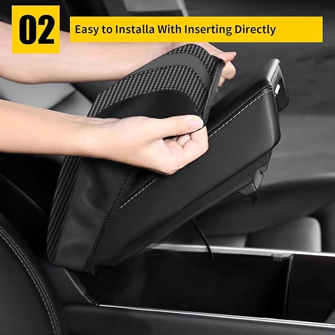 AOMSAZTO Console Covers for 2012-2015 Honda Civic Armrest Covers for Honda Civic Black with Carbon Fiber