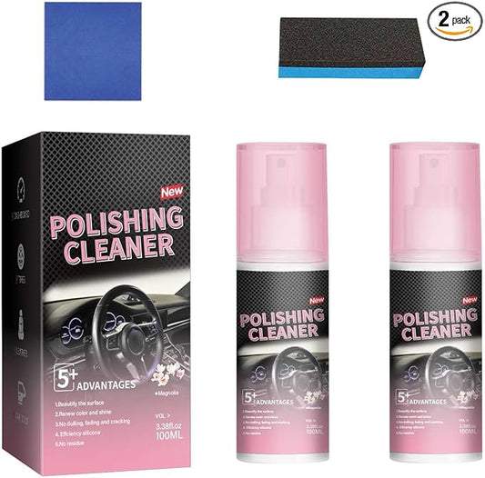 2Pcs Polishing Cleaner Car Interior Spray, Car Interior Cleaner for Rubber, Leather& More, Multi-Surface Cleaning for Car Interior.