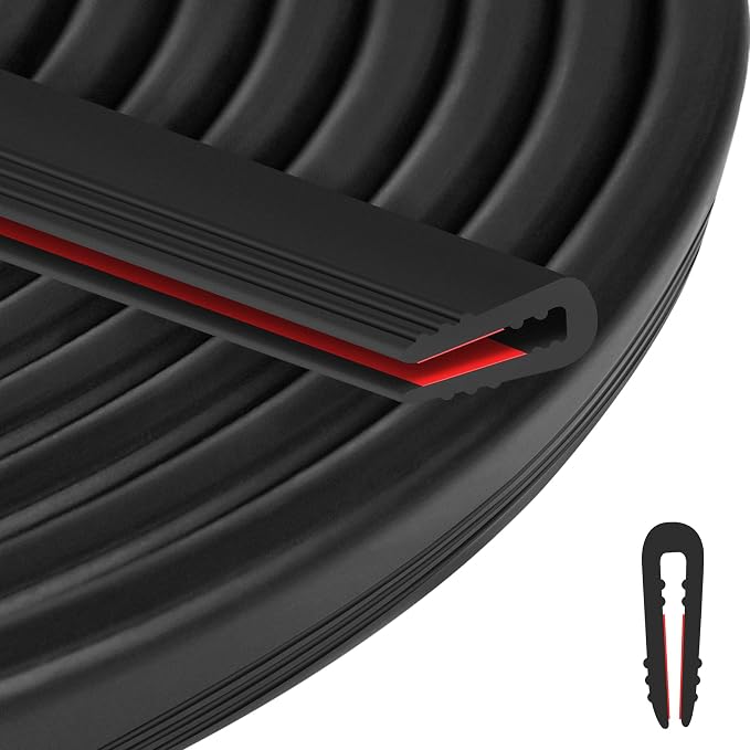 ToLanbbt Rubber Edge Trim U Channel - 1/16" Self Adhesive Sheet Metal Edge Guard Protector, EPDM Seal Strip for Car Doors, Steel Plates, Glass, Hatches, Table Corners, Fit 1/16"(1.6mm), 40Ft, Black