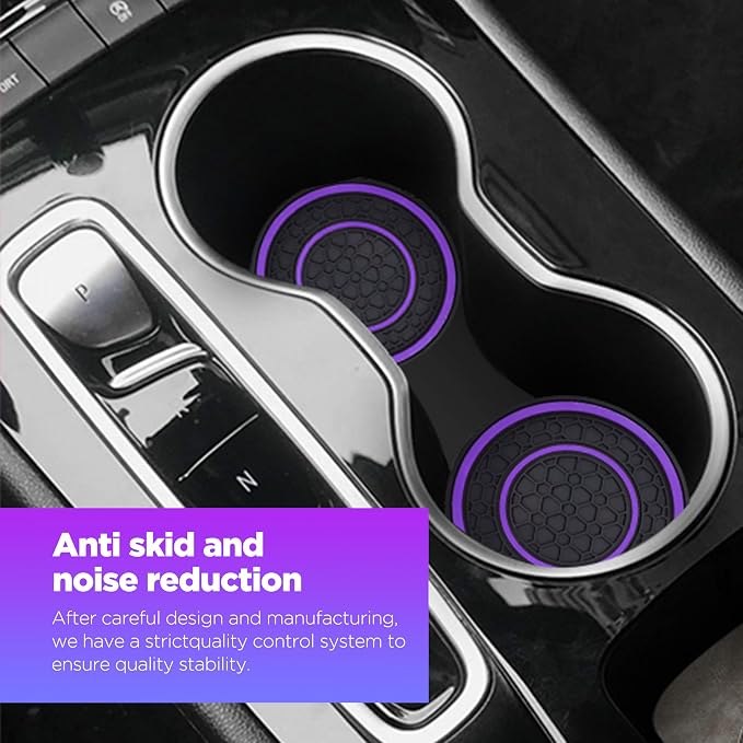 2 PCS Car Cup Holder Coaster,Car Coasters Cup Mats,2.75 Inch Universal Car Cup Coasters,Non-Slip Anti Dust Mats Cup Holder Insert Coaster, Suitable for Most Car Interior (Purple)