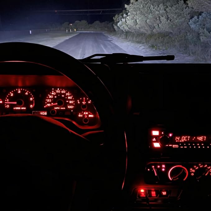 16 Pieces Interior Dash Gauge Lights with Sockets + HVAC Climate Control LED Bulb Kit, Dimmable, Bold Red Dash Upgrade, Fits Jeep Wrangler TJ 1997-2006