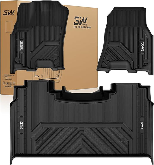 3W Floor Mats Fit for Dodge Ram 1500 Crew Cab 2025-2026(with Rear Under-Seat Factory Storage Bucket Seat), TPE All Weather Custom Fit Floor Liner for Ram 1500 Accessories Car Mats, Black