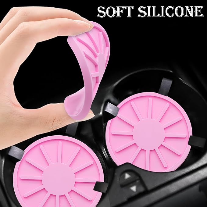 2-Piece Non-Slip Car Cup Holder Coaster – 2.75 Inch Auto Insert, Universal Fit for Cars & SUVs – Durable & Easy to Clean Drink Mat (Pink)