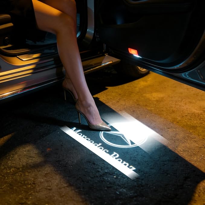 4 Pack Car Door Lights Logo Projector - 4K HD Puddle Lights for A/B/C/E/S/CLA/CLS/GLA/GLB/GLC/GLE/GLS/G/SL-Class/AMG GT 4-Door/V-Class/Metris Series