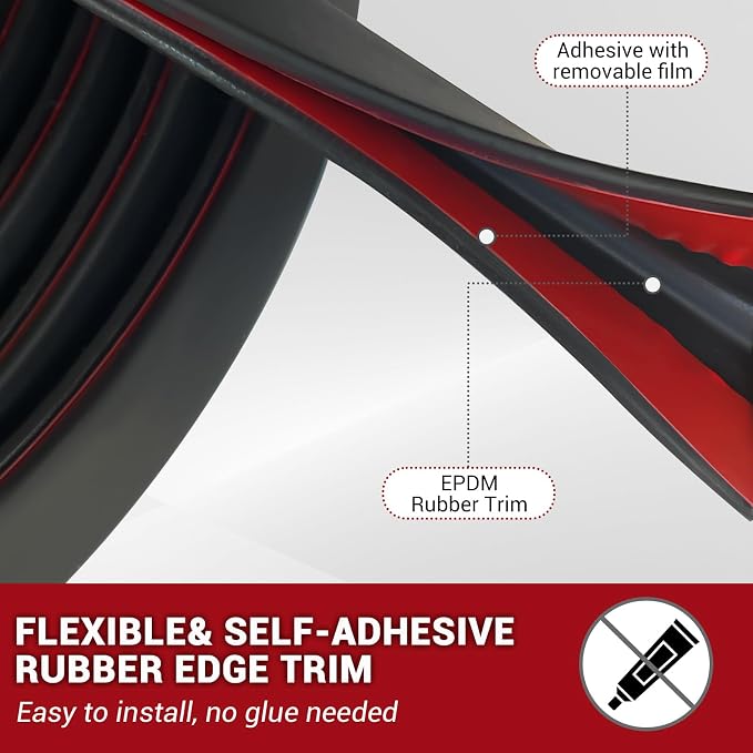 Rubber Edge Trim, 1/4"(6mm) Self Adhesive Flexible U Channel Edge Protecter for Sheet Metal, Glass, Flexiglass and Plywood, Fit for 7/32"-9/32" Width Edge, Black Color, 10Ft, EPDM Material