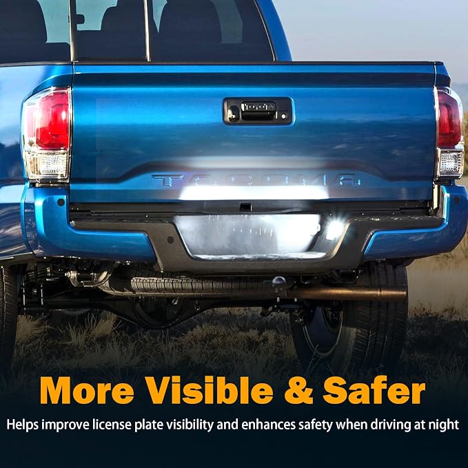 KanSmart LED License Plate Light for Toyota Tacoma 2016-2023 Tundra 6000K | 6000K LED, IP65 waterproof, for 3rd gen Tacoma rear tag lamp assembly, for 2014-2021 Tundra, durable ABS, easy plug & play