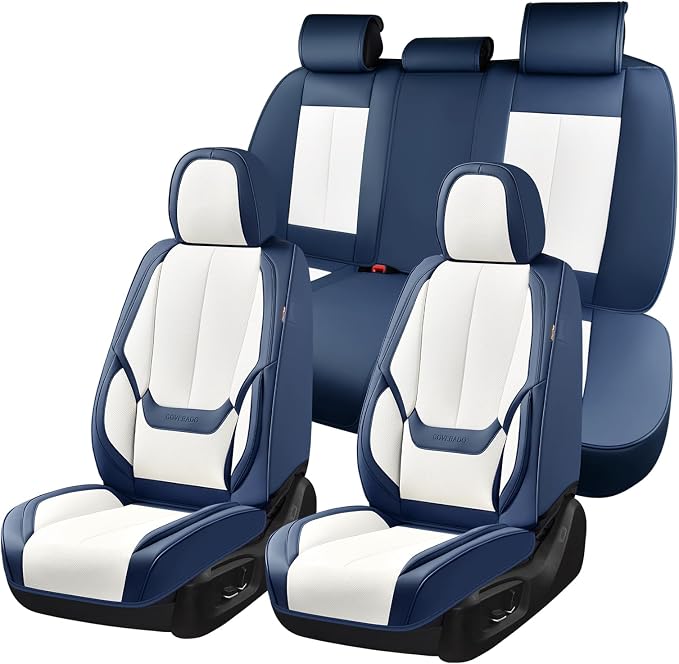 Coverado Car Seat Covers, Seat Covers for Cars, Waterproof Leather Auto Seat Protectors, Leather Car Seat Cushion, Car Interiors Accessories Universal Fit for Most Cars